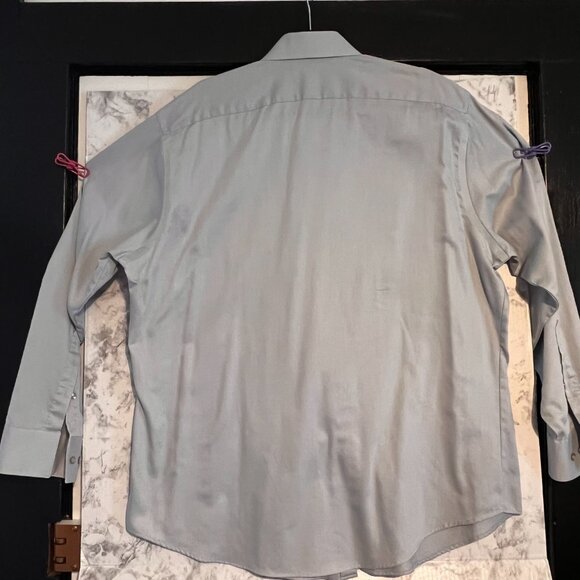 Geoffrey Beene Sateen Shirt  Men's Size 17-34/35 Button Up Fitted  No Iron‎ - Picture 2 of 6